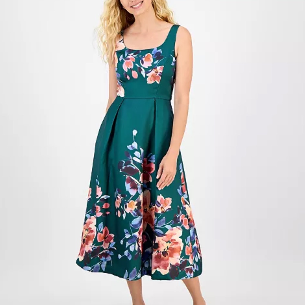 Julia Jordan Printed Square-Neck Sleeveless Dress Size 10